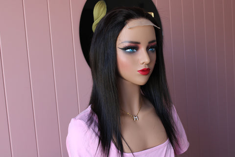 4x4 Natural black Closure Wig  with Pre-plucked Hairline