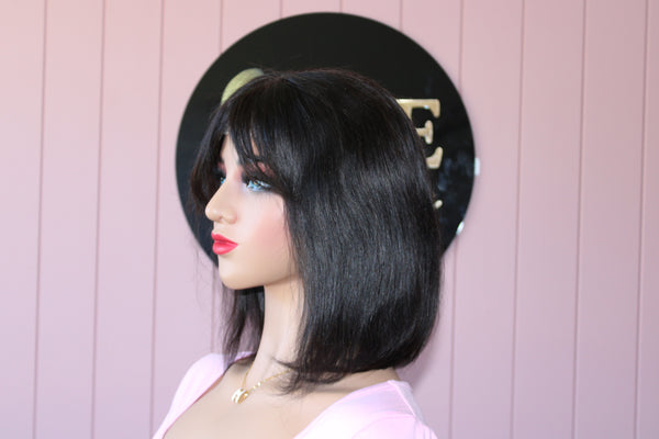 4x4 Lace Closure Natural Black Bob with Bangs