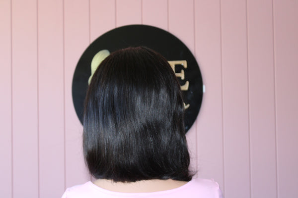 4x4 Lace Closure Natural Black Bob with Bangs