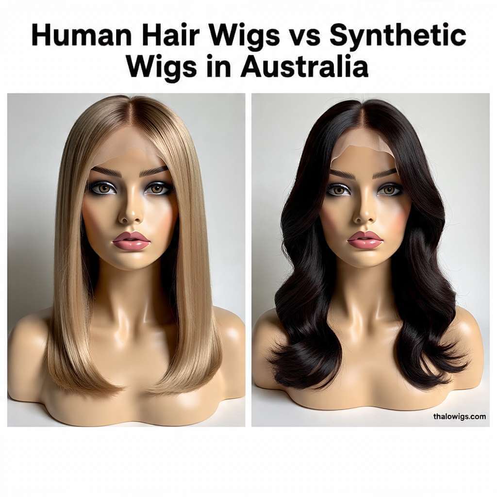Woman wearing realistic human hair wig in Sydney