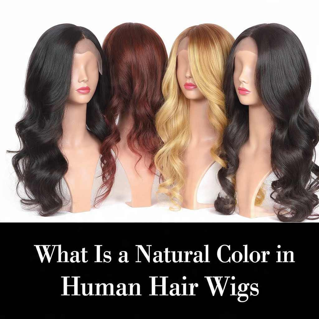 What Is a Natural Color in Human Hair Wigs – chart showing black, brown, blonde, red, and grey wigs