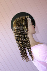 13x4 Deep wave Frontal wig with balayage highlights - 20 inches - Thalo Wigs