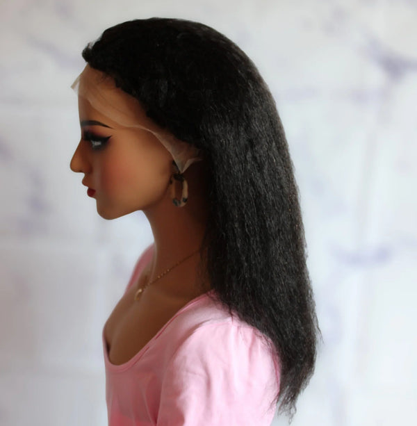 Kinky straight lace front wig with 4C edges - Thalo Wigs