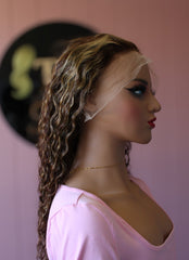 13x4 Water wave Frontal Wig with balayage highlights - Thalo Wigs