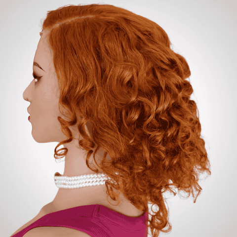 13x4 Glueless Closure Wig with Side Part – Human Hair Ginger Lace Front for Women