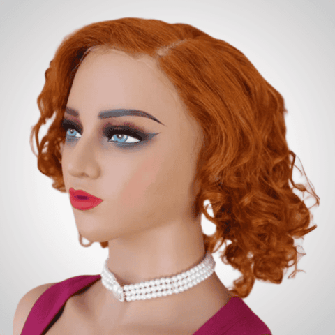 13x4 Glueless Closure Wig with Side Part – Human Hair Ginger Lace Front for Women