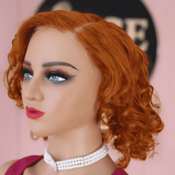 13x4 Glueless Closure Wig with Side Part – Human Hair Ginger Lace Front for Women