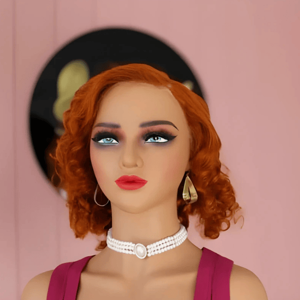 13x4 Glueless Closure Wig with Side Part – Human Hair Ginger Lace Front for Women