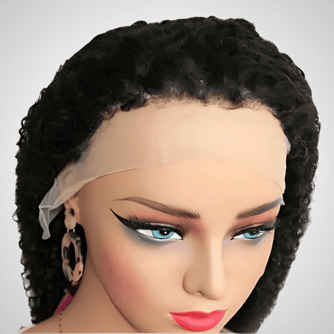 Human hair kinky curly wig with 4C edges