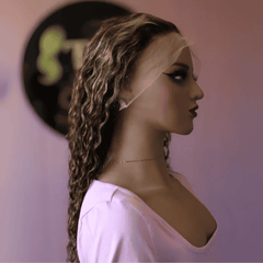 13x4 Water wave Frontal Wig with balayage highlights