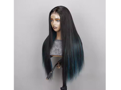 Glueless 5x5 Lace wig with bluish Highlights