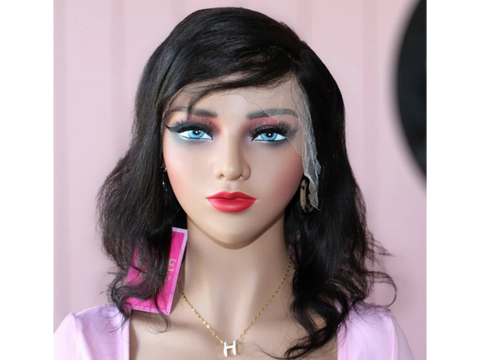 13x4 Body wave 12 inches Frontal Wig with Side Bang