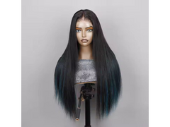 Glueless 5x5 Lace wig with bluish Highlights