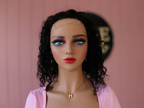 4x4 Water Wave 14 inches Closure Wig with Middle Part