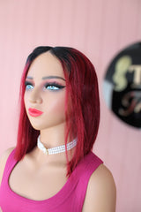 4x4 Burgundy Bob Closure Wig - Thalo Wigs