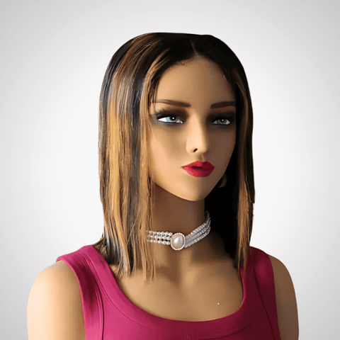 4x4 Piano Color Bob Closure Wig with Pre-Plucked Hairline – Premium Human Hair for a Natural Look