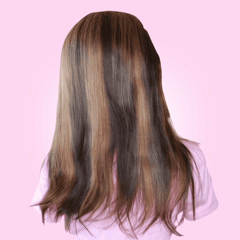 4x4 Pre-Plucked Highlights Straight Closure Wig