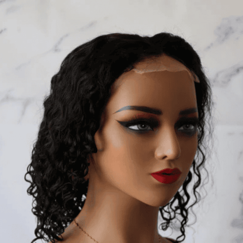 4x4 Water Wave 14 inches Closure Wig with Middle Part