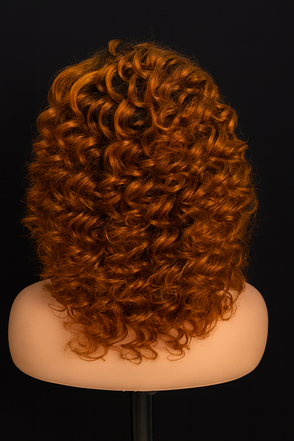 Copper Crush 7×5 Colored Lace Front Wig – Deep Curl Bob (Virgin Human Hair)