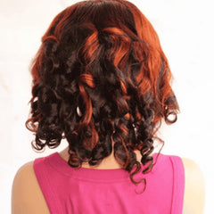 13x4 Glueless Bouncy Loose Curls with red Highlights