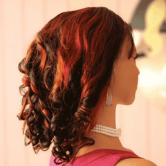 13x4 Glueless Bouncy Loose Curls with red Highlights