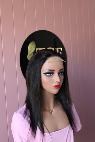4x4 Natural black Closure Wig  with Pre-plucked Hairline