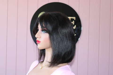 4x4 Lace Closure Natural Black Bob with Bangs