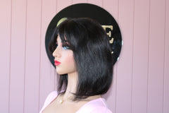 4x4 Lace Closure Natural Black Bob with Bangs