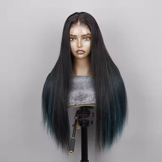 Glueless 5x5 Lace wig with bluish Highlights