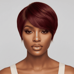 Wine luxe Pixie Cut- Side part| 13x4 HD Lace|Pre-Everything