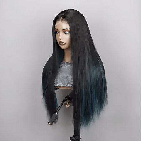 Glueless 5x5 Lace wig with bluish Highlights