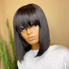 4x4 Lace Closure Natural Black Bob with Bangs
