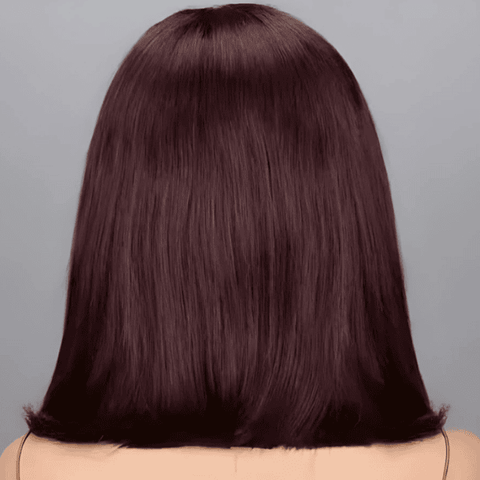 13x4 Deep Burgundy Bob Wig – Soft Human Hair, Pre-Plucked Natural Look