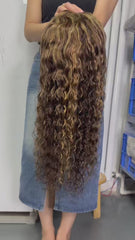 13x4 Water wave Frontal Wig with balayage highlights
